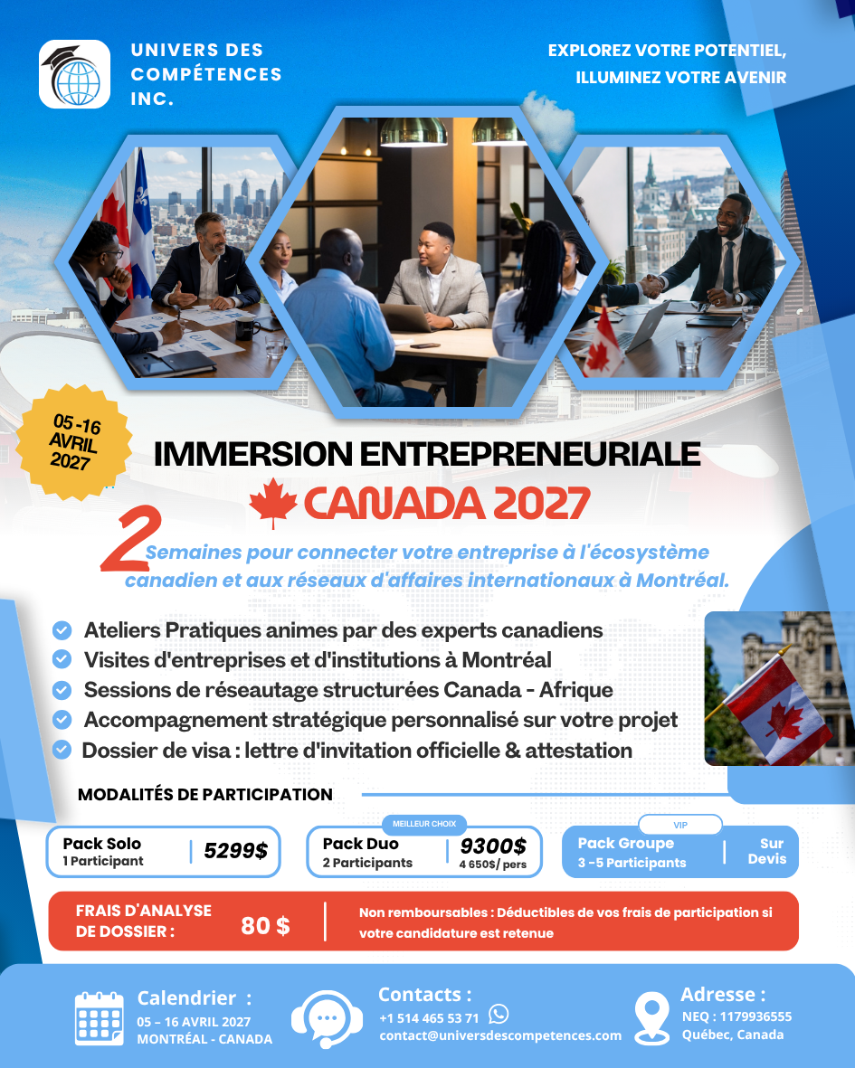 Immersion Entrepreneuriale Canada - Univers des Compétences Inc.